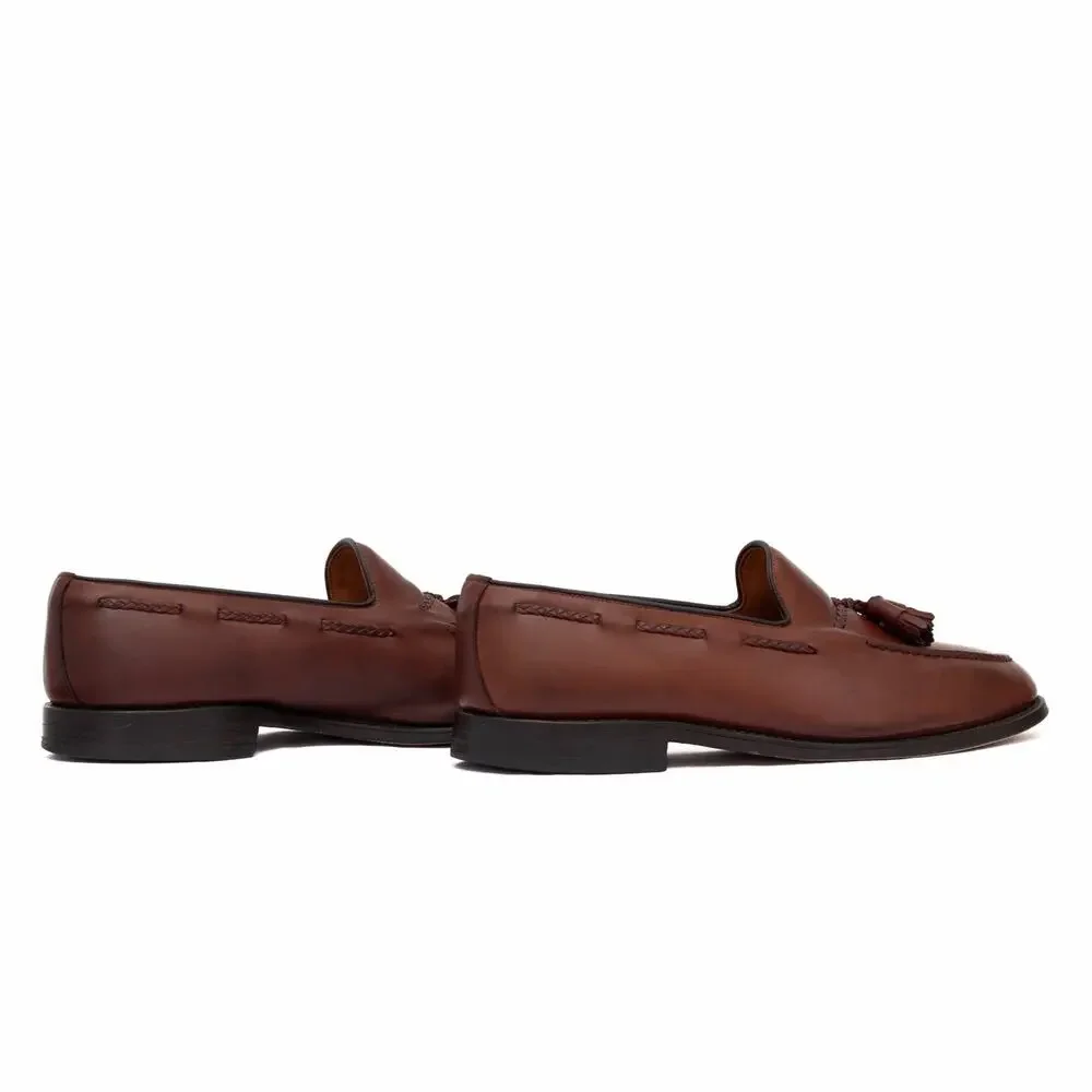 $495 Allen Edmonds Brookwood Brown Leather Tassel Loafers — US 10 EEE
